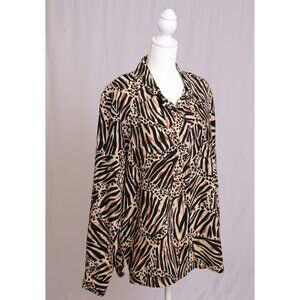 Women’s Size XL Zebra & Leopard Print Blouse